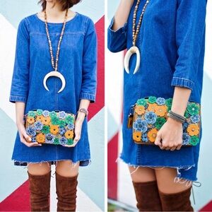 Madewell Raw Step-Hem Relaxed Denim Shift Dress Cotton Linen Size Medium